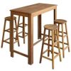 Table Haute Et Bar * | Meilleure Vente Asupermall Table Et Tabourets De Bar 5 Pcs Bois D'Acacia Massif