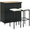 Table Haute Et Bar * | Meilleure Affaire Youthup Ensemble De Bar 3 Pcs Resine Tressee Noir Noir