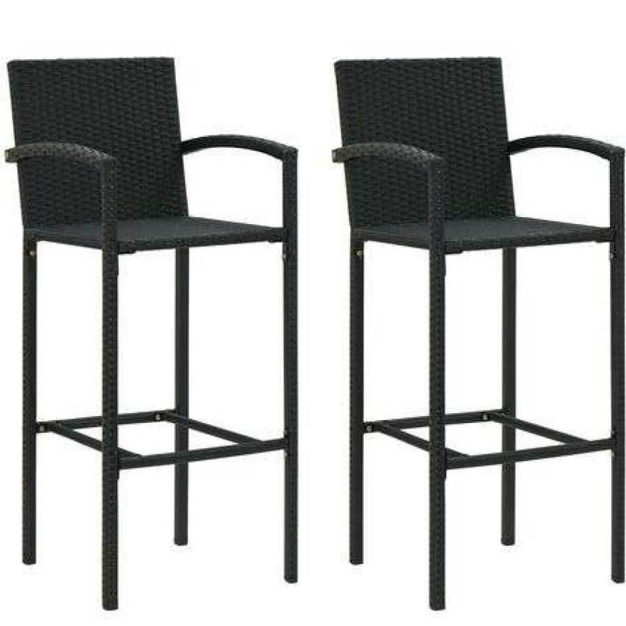 Table Haute Et Bar * | Le Moins Cher Hommoo Ensemble De Bar De Jardin 3 Pcs Noir