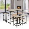 Table Haute Et Bar * | Bon Marche Skecten Table Et Chaises De Bar, Table Haute Avec 4 Tabourets, Pour Cuisine, Salle A Manger, Salon