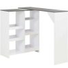 Table Haute Et Bar * | Coupon Helloshop26 Table Haute Mange Debout Bar Bistrot Avec Tablette Amovible Blanc 138 Cm Blanc