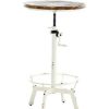 Table Haute Et Bar * | Le Moins Cher Decoshop26 Table Haute En Bois Massif Et Metal Blanc Vieilli Hauteur Reglable Style Industriel Blante