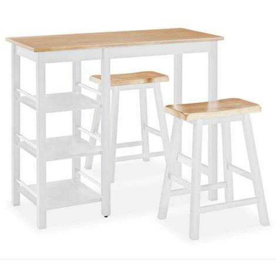 Table Haute Et Bar * | Les Meilleures Critiques De Topdeal Ensemble De Bar 3 Pcs Mdf Blanc