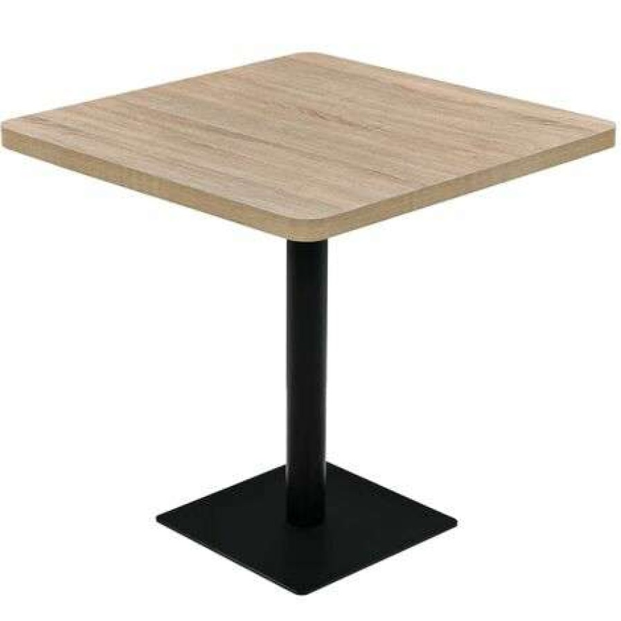 Table Haute Et Bar * | Meilleur Prix True Deal Table De Bistro Mdf Et Acier Carre 80X80X75 Cm Couleur De Chene