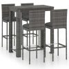 Table Haute Et Bar * | Le Moins Cher Topdeal Ensemble De Bar De Jardin 5 Pcs Et Coussins Resine Tressee Gris Ff3064797_Fr