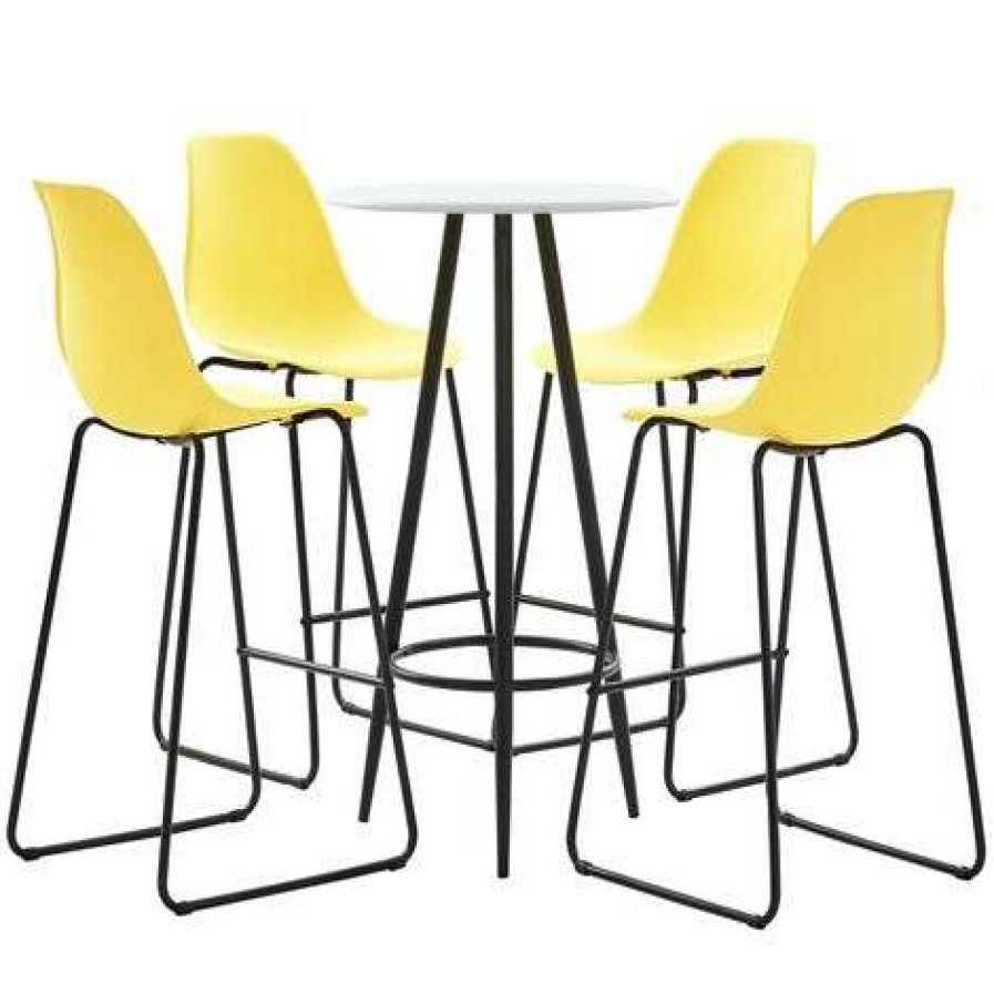 Table Haute Et Bar * | Remise True Deal Ensemble De Bar 5 Pcs Plastique Jaune