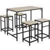 Table Haute Et Bar * | Grosses Soldes Oobest Table Haute De Bar Et 4 Tabourets Design Industriel