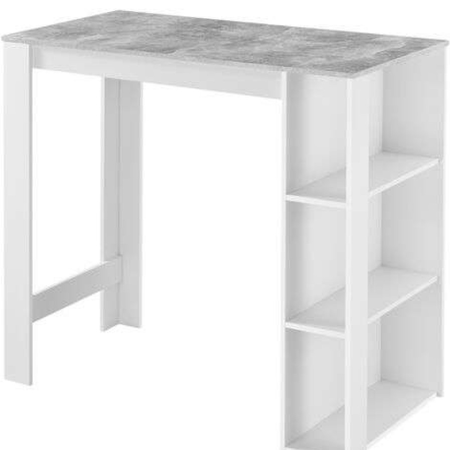 Table Haute Et Bar * | De Gros Table De Bar Danderyd 3 Etageres 120X60X106 Cm Blanc Effet Beton [En.Casa]