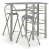 Table Haute Et Bar * | Le Moins Cher Asupermall Ensemble De Bar Avec Etageres 3 Pcs Bois Et Acier Gris