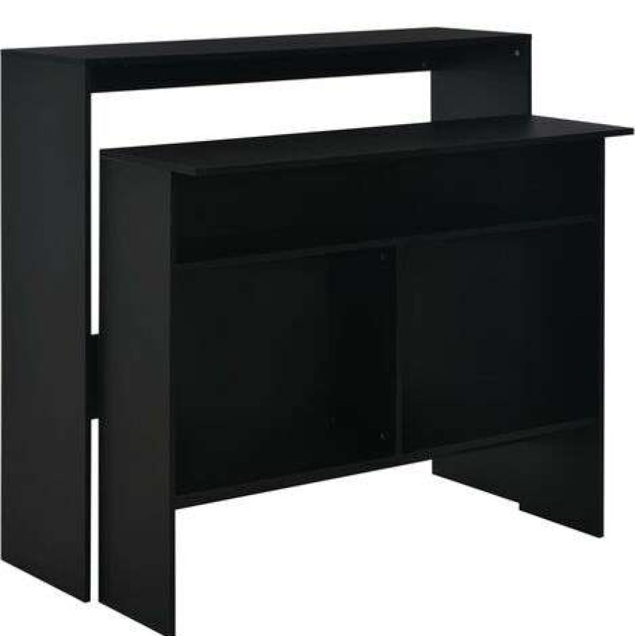 Table Haute Et Bar * | Offres True Deal Table De Bar Avec 2 Dessus De Table Noir 130 X 40 X 120 Cm