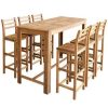 Table Haute Et Bar * | Promo Litzee Table Et Chaises De Bar 7 Pcs Bois D'Acacia Massif #