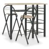 Table Haute Et Bar * | Promo Pesce Ensemble De Bar Avec Etageres 3 Pcs Bois Et Acier