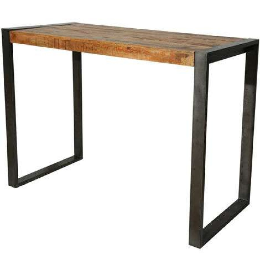 Table Haute Et Bar * | Top 10 Meuble House Table De Bar Style Factory Bois Et Metal 120X70Cm New York Marron