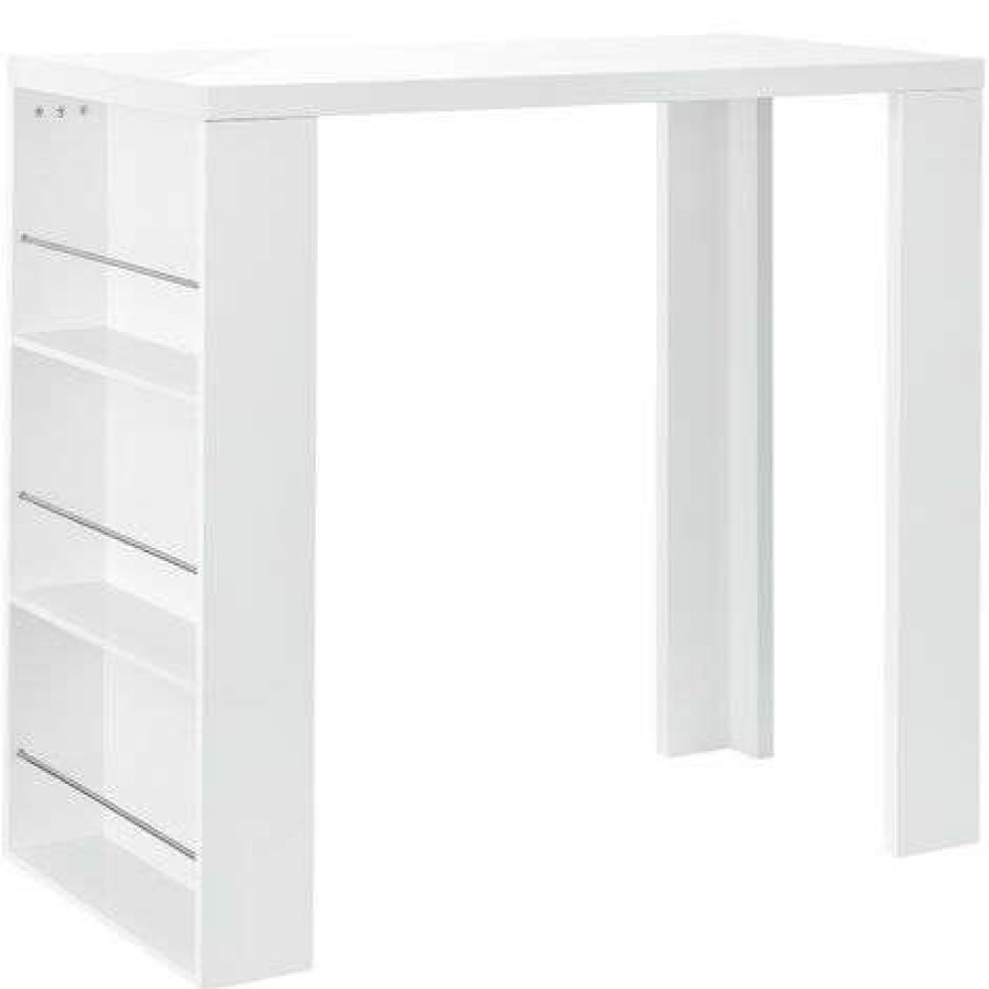 Table Haute Et Bar * | Remise Table De Bar Bonn 3 Etageres 117 X 57 X 107 Cm Blanc [En.Casa]