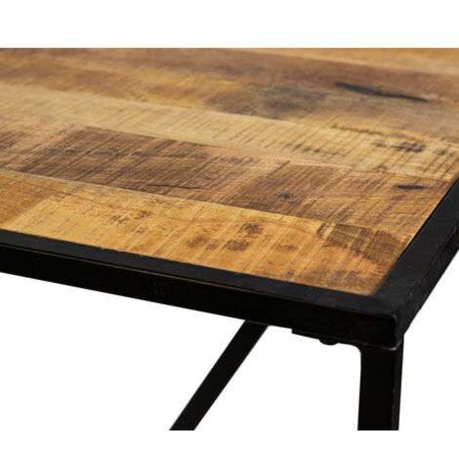 Table Haute Et Bar * | Top 10 Meuble House Table De Bar En Bois Exotique Et Metal Jack Noir