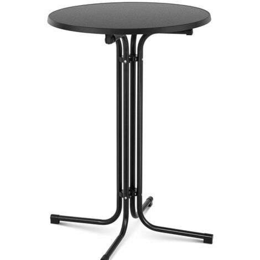 Table Haute Et Bar * | Meilleur Prix Helloshop26 Mange Debout Table Pliable Pliant Diametre 80 Cm Noir Noir