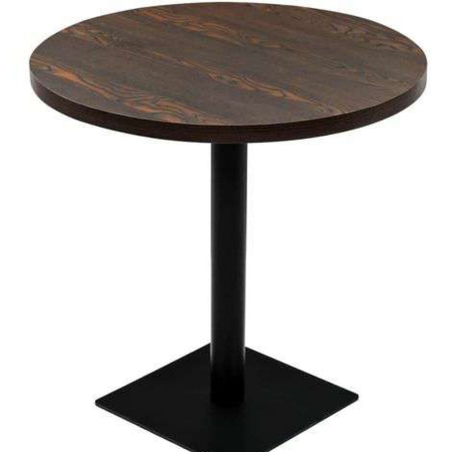 Table Haute Et Bar * | Budget Vidaxl Table De Bistro Mdf Et Acier Rond 80 X 75 Cm Frene Fonce Brun Meubles/Tables/Tables De Salle A Manger Et De Cuisine Brun Brun