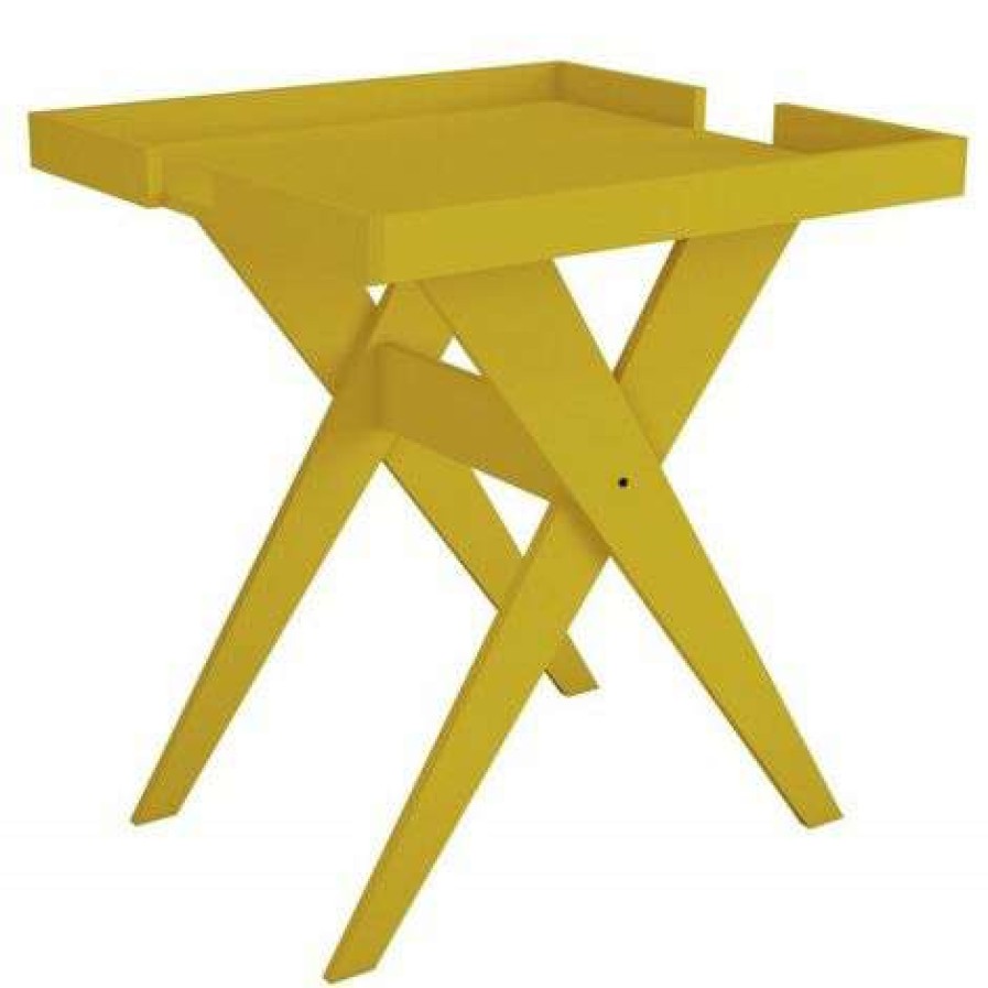 Table Haute Et Bar * | Meilleure Vente Beaux Meubles Pas Chers Table Bar Jaune 56 X 53 Cm