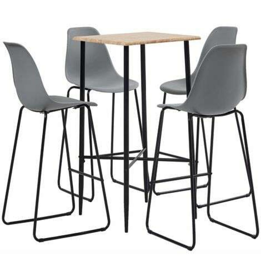 Table Haute Et Bar * | Promo True Deal Ensemble De Bar 5 Pcs Plastique Gris