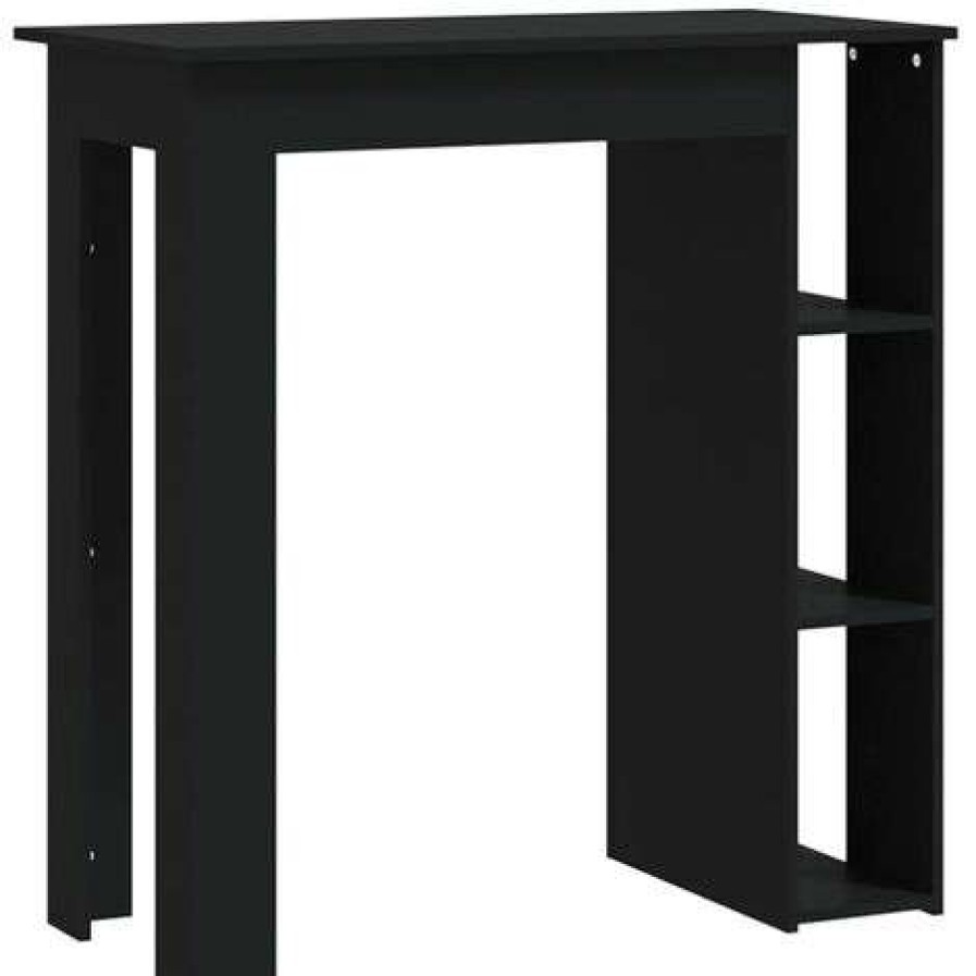 Table Haute Et Bar * | Coupon True Deal Table De Bar Avec Etagere Noir 102X50X103,5 Cm Agglomere