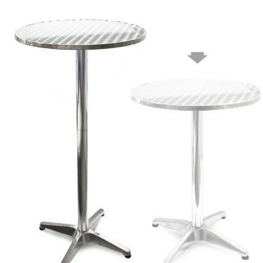 Table Haute Et Bar * | Bon Marche Wiltec Table Bistro Haute De Bar Aluminium Reglage En Hauteur 70/110Cm O60Cm Meuble Terrasse Salon