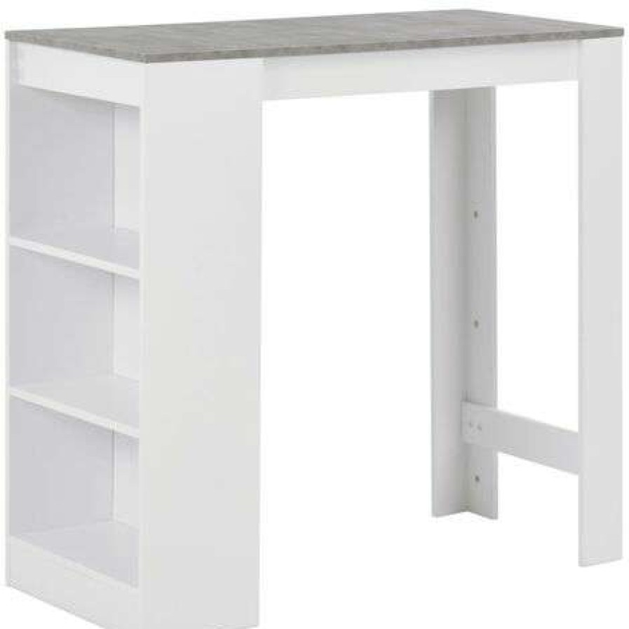 Table Haute Et Bar * | Meilleure Vente True Deal Table De Bar Avec Etagere Blanc 110X50X103 Cm