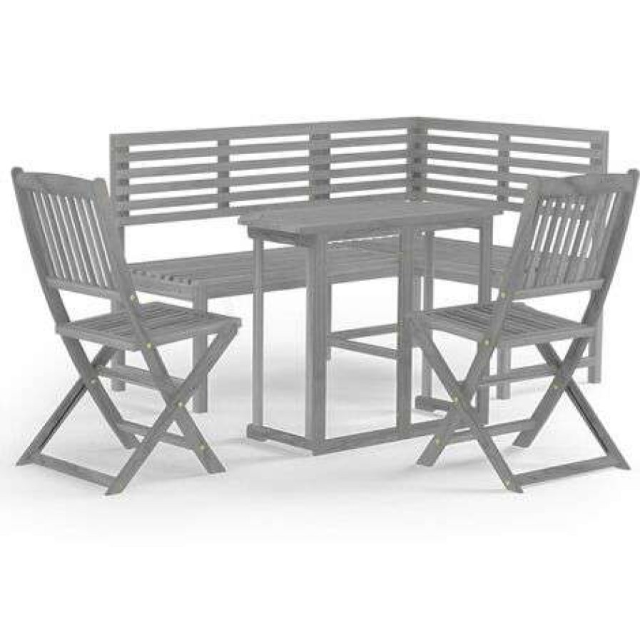 Table Haute Et Bar * | Offres True Deal Mobilier De Bistro 4 Pcs Bois D'Acacia Solide Gris