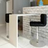 Table Haute Et Bar * | Sortie Asupermall Table De Bar Mdf Avec 1 Pied En Acier Haut Brillance Blanc