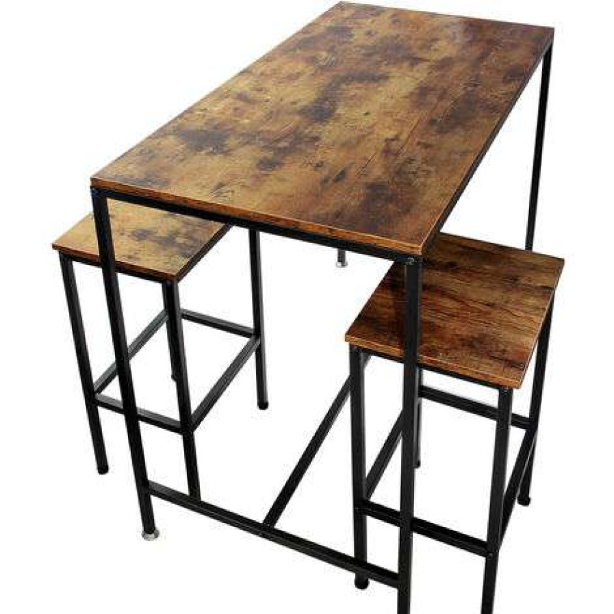 Table Haute Et Bar * | Acheter Wiltec Table Haute De Bar Vintage Contemporain 120X60X90Cm 2 Tabourets Cadre En Metal Solide Montage Simple