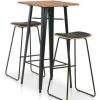 Table Haute Et Bar * | Meilleur Prix Hommoo Mobilier De Bar 3 Pcs Acier Noir Hdv19633