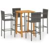 Table Haute Et Bar * | Top 10 Youthup Ensemble De Bar De Jardin 5 Pcs Gris Gris