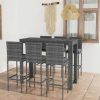 Table Haute Et Bar * | Bon Marche True Deal Jeu De Bar De Jardin 7Pcs Et Coussins Anthracite Resine Tressee