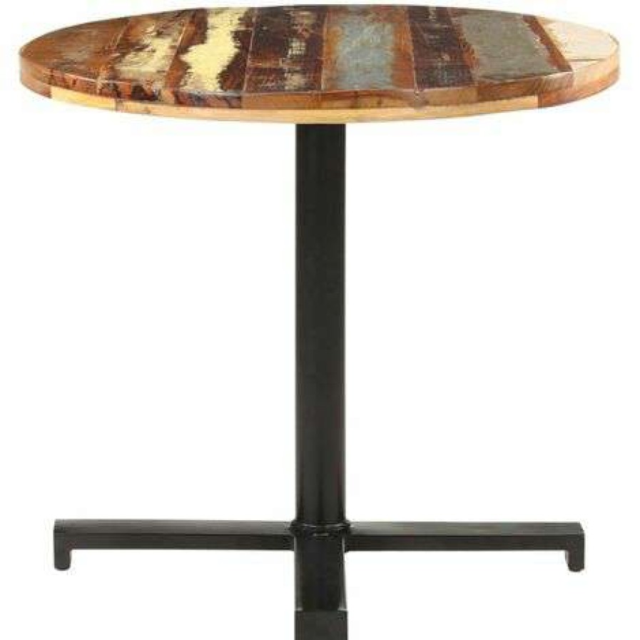 Table Haute Et Bar * | Remise Happyshopping Table De Bistro Carree O80 75 Cm Bois De Recuperation Massif