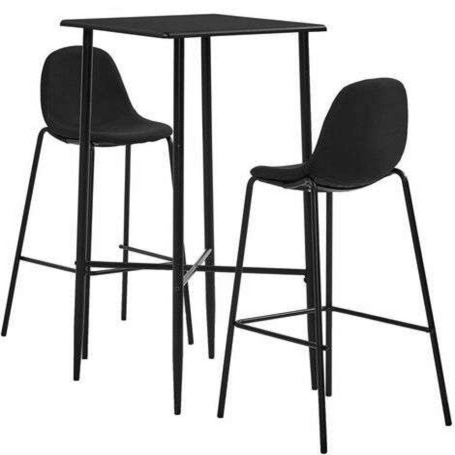 Table Haute Et Bar * | Meilleure Vente Hommoo Ensemble De Bar 3 Pcs Tissu Noir Hdv22118