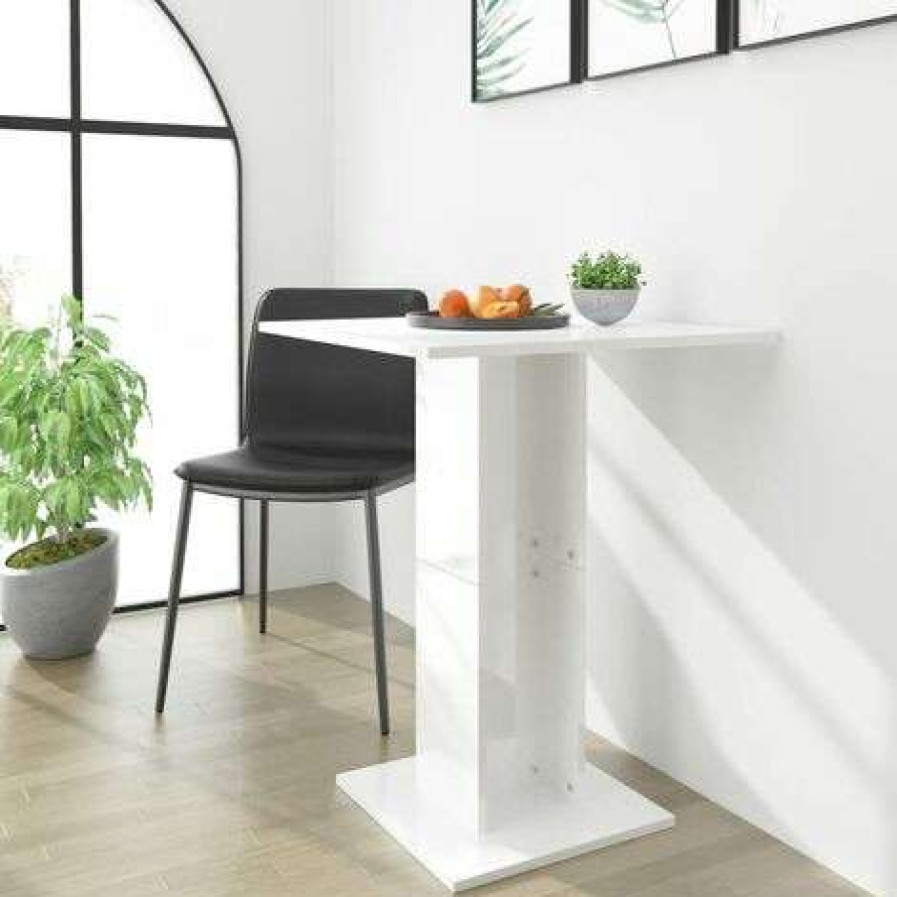 Table Haute Et Bar * | Vente Flash True Deal Table De Bistro Blanc Brillant 60X60X75 Cm Agglomere