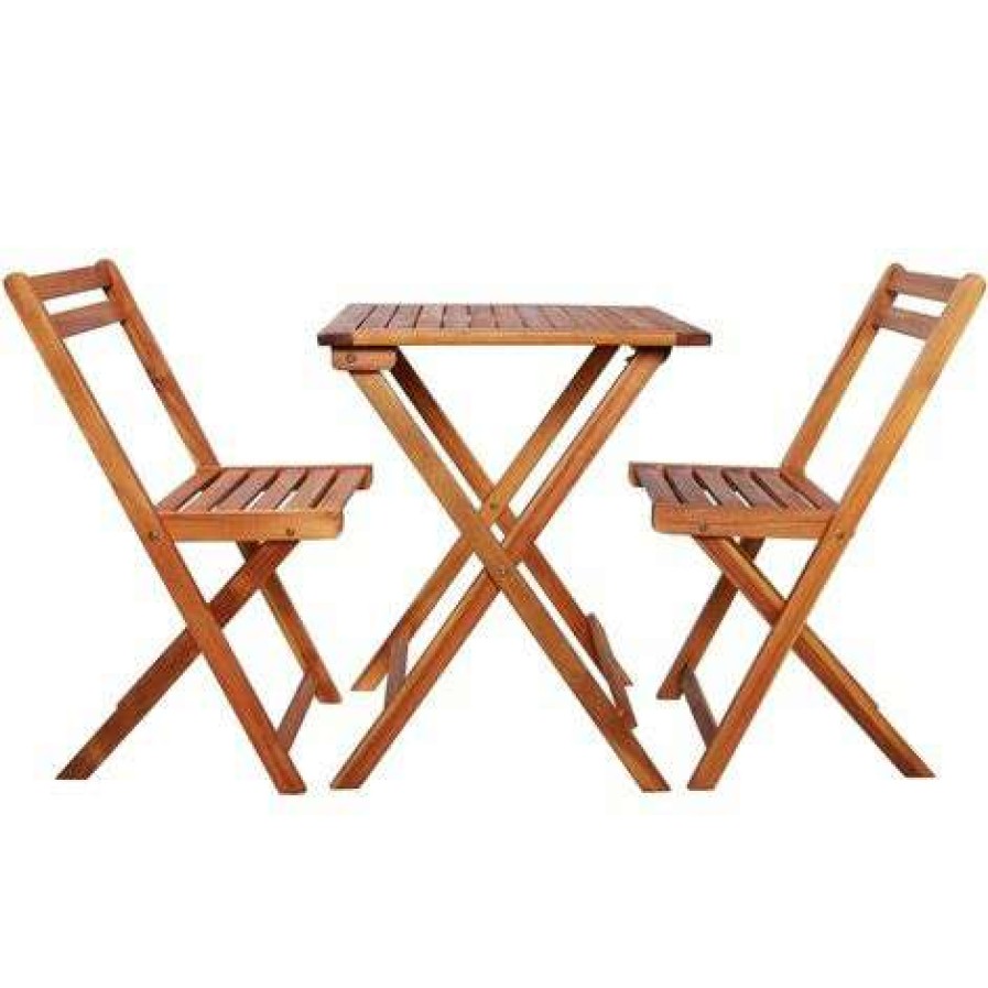 Table Haute Et Bar * | Nouveau True Deal Mobilier De Bistro Pliable 3 Pcs Bois D'Acacia Solide