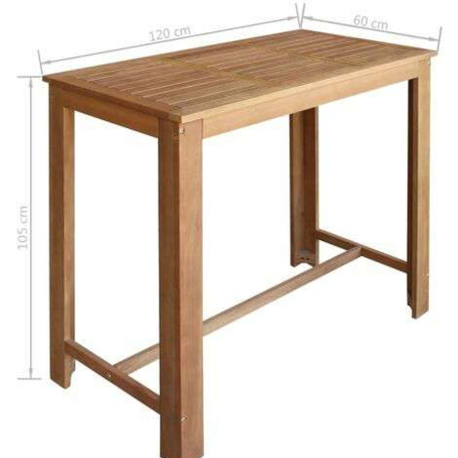 Table Haute Et Bar * | De Gros Asupermall Table De Bar Bois D'Acacia Massif 120 X 60 X 105 Cm