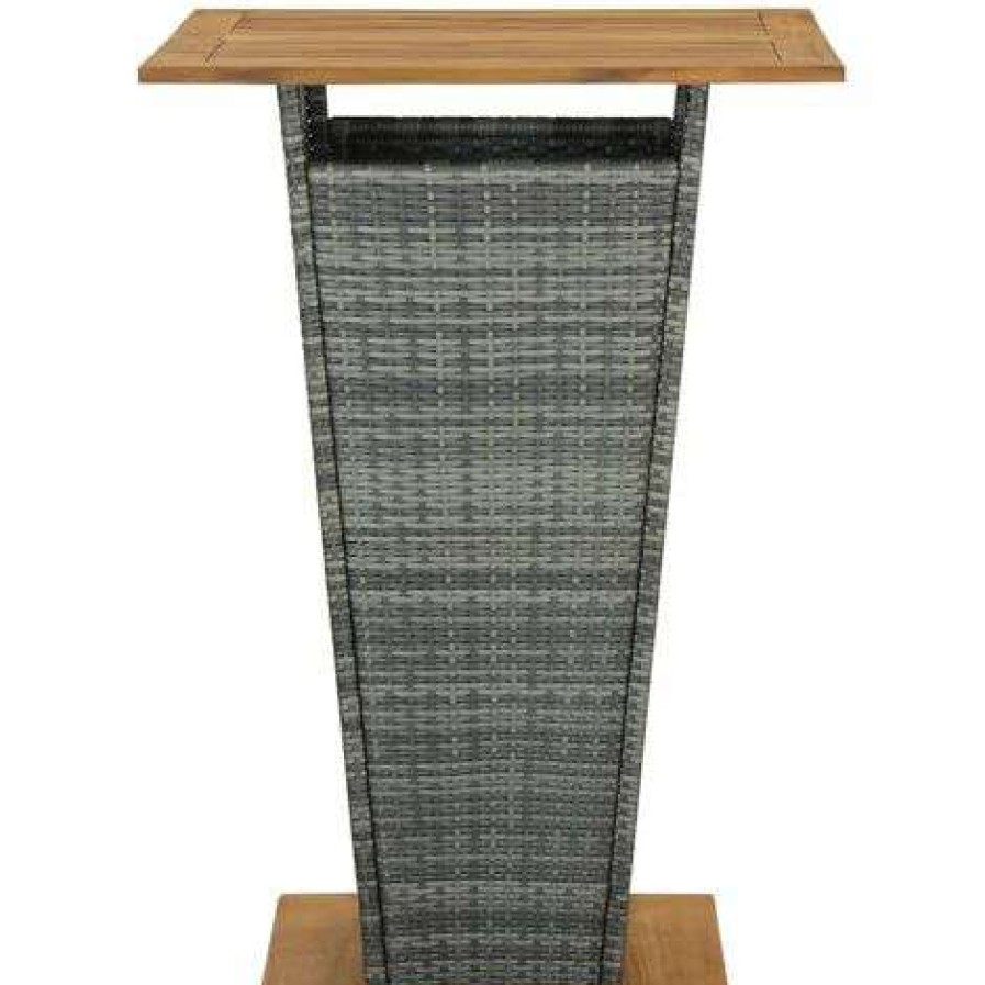 Table Haute Et Bar * | Coupon Topdeal Table De Bar Gris 80X80X110 Cm Resine Tressee Et Bois D'Acacia Ff313466_Fr