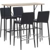 Table Haute Et Bar * | Remise Hommoo Ensemble De Bar 5 Pcs Similicuir Noir Hdv22059