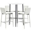 Table Haute Et Bar * | Acheter Hommoo Ensemble De Bar 5 Pcs Similicuir Blanc Hdv22140