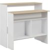 Table Haute Et Bar * | Les Meilleures Critiques De Asupermall Table De Bar Avec 2 Dessus De Table Blanc Et Chene 130X40X120Cm