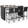 Table Haute Et Bar * | Promo Topdeal Mobilier De Bar 9 Pcs Resine Tressee Et Bois D'Acacia Noir Ff49566_Fr