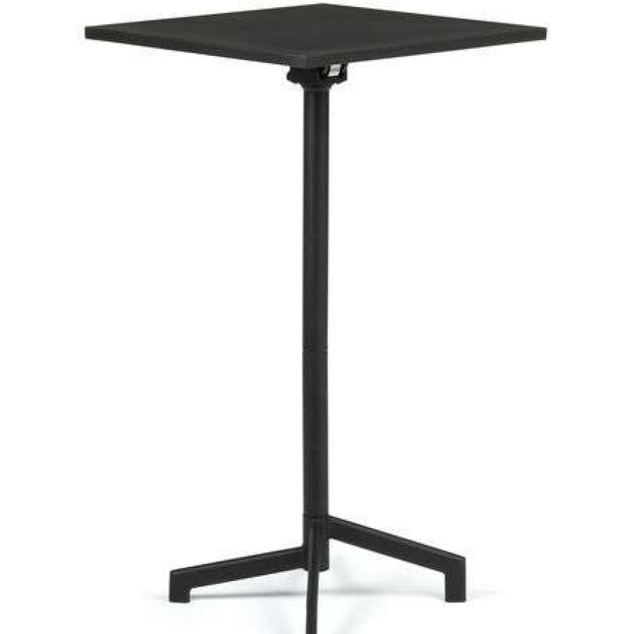 Table Haute Et Bar * | Offres Table De Bar Pliante Et Convertible En 2 Hauteurs En Acier (60 60 Cm) Dely Sklum Acier Noir