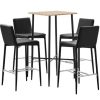 Table Haute Et Bar * | Le Moins Cher True Deal Ensemble De Bar 5 Pcs Similicuir Noir