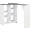 Table Haute Et Bar * | Sortie Topdeal Table De Bar Avec Tablette Amovible Blanc 138X39X110 Cm Vdff22377_Fr