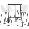 Table Haute Et Bar * | Promo Hommoo Ensemble De Bar 5 Pcs Plastique Blanc Hdv22073