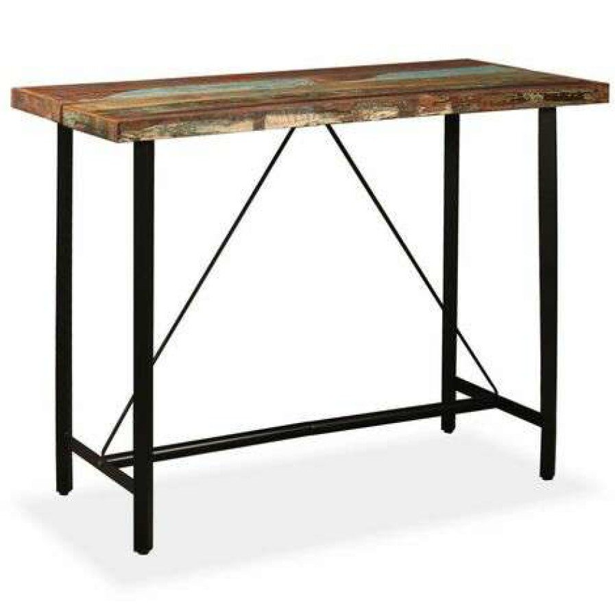 Table Haute Et Bar * | Budget Hommoo Ensemble De Bar 7 Pcs Bois Massif Recycle Hdv18081