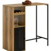 Table Haute Et Bar * | Les Meilleures Critiques De Sobuy Fwt97-Pf Table De Bar, Table Haute, Table A Manger, Table Pour Cuisine, Salle A Manger, Salon Avec Supports Pour Verres Et Bouteilles, Etagere Et 2 Compartiments