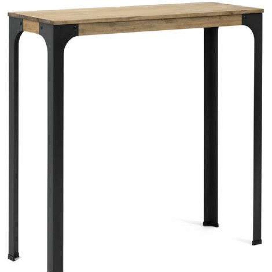 Table Haute Et Bar * | Nouveau Box Furniture Table Mange Debout Bristol Style Industriel Vintage 80X120X108H Cm Noir