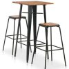 Table Haute Et Bar * | Nouveau Youthup Mobilier De Bar 3 Pcs Acier Noir Et Marron Noir